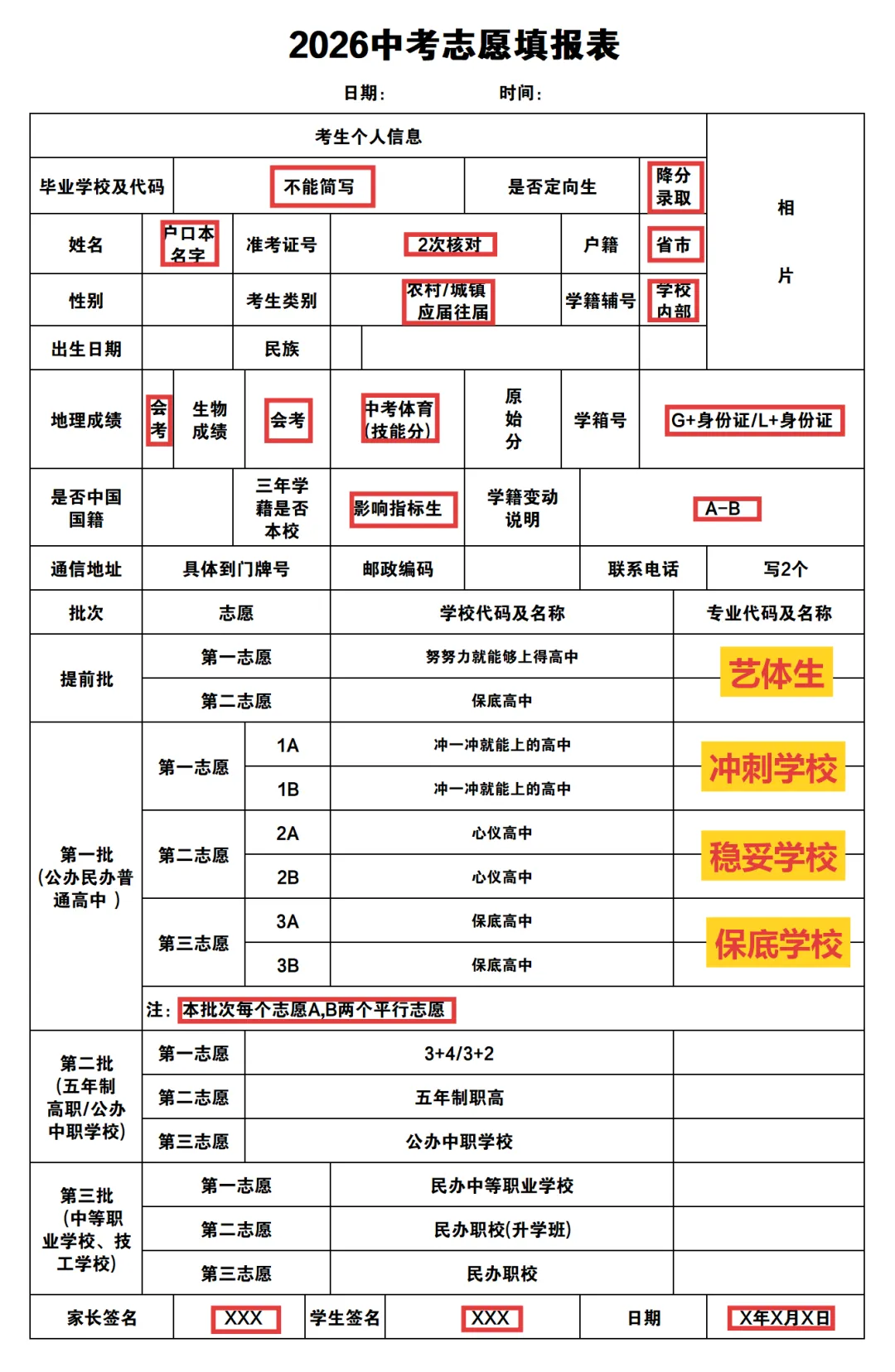 2026云南中考志愿样表+2026云南中考录取时间流程全曝光!估分后这样填,不滑档、不落空(家长速存)-第7张图片-四季读书网