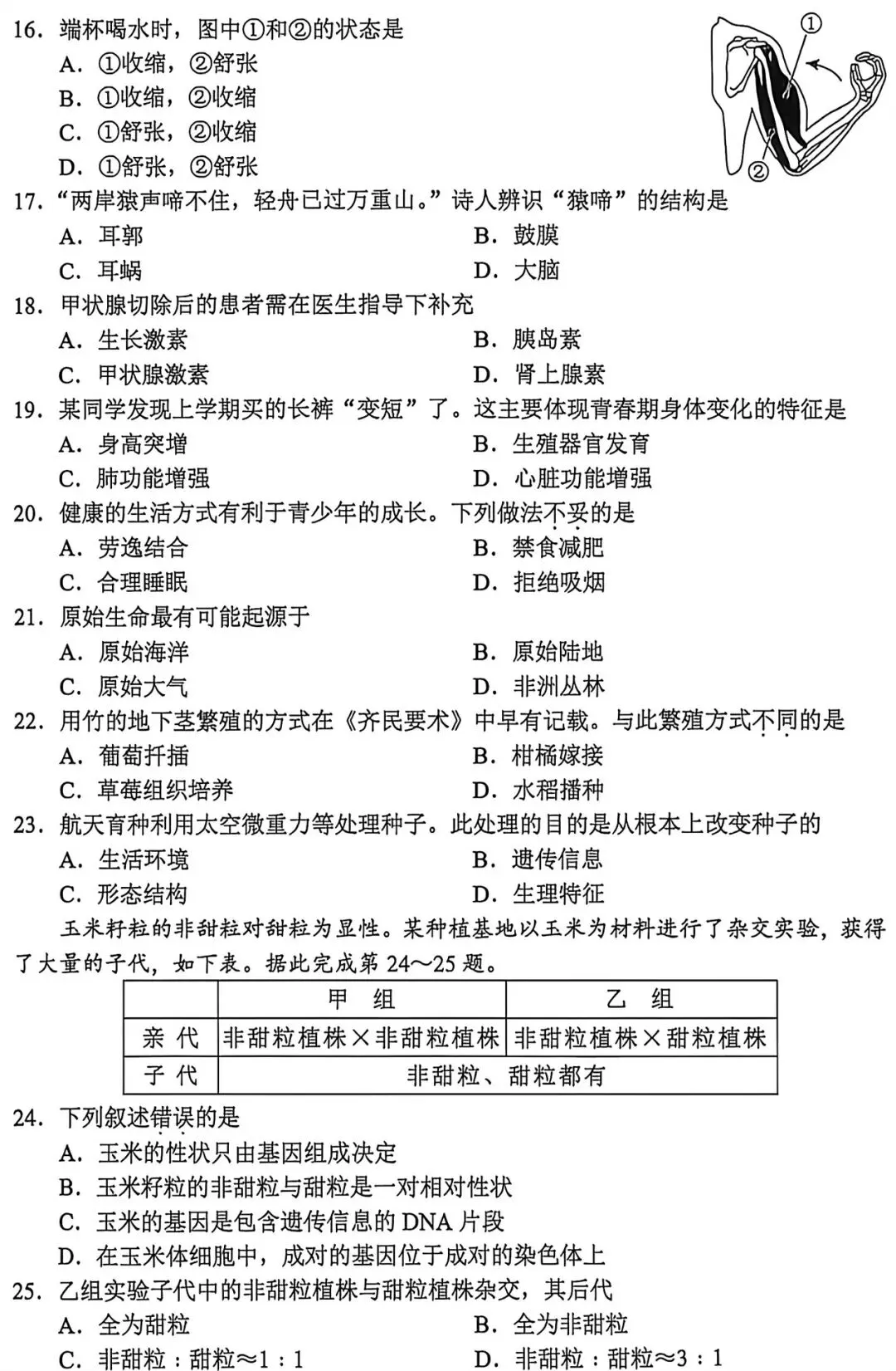 2026年湖南省生物会考试卷-第2张图片-四季读书网
