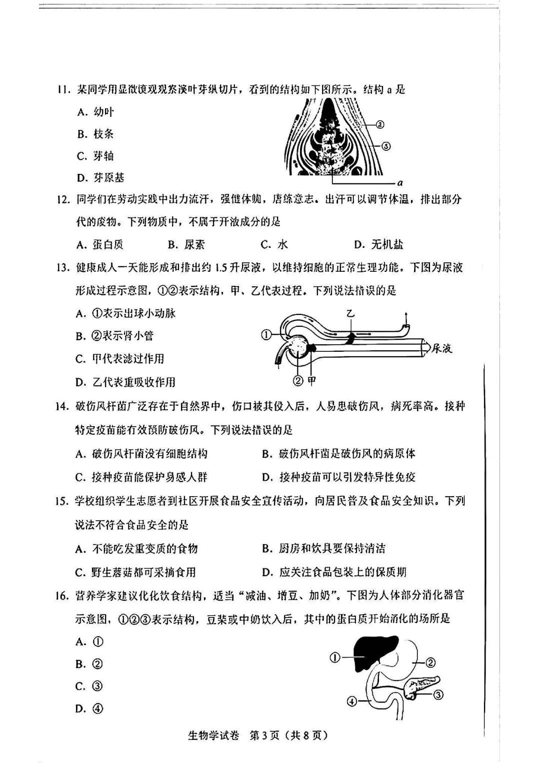 【中考】2026河北“中考”生物真题与答案-第3张图片-四季读书网