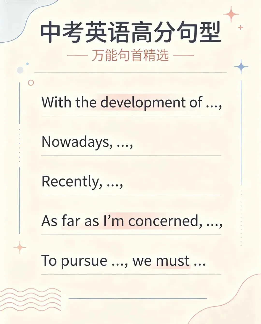 中考英语写作|万能句型练习 Day 2-第1张图片-四季读书网