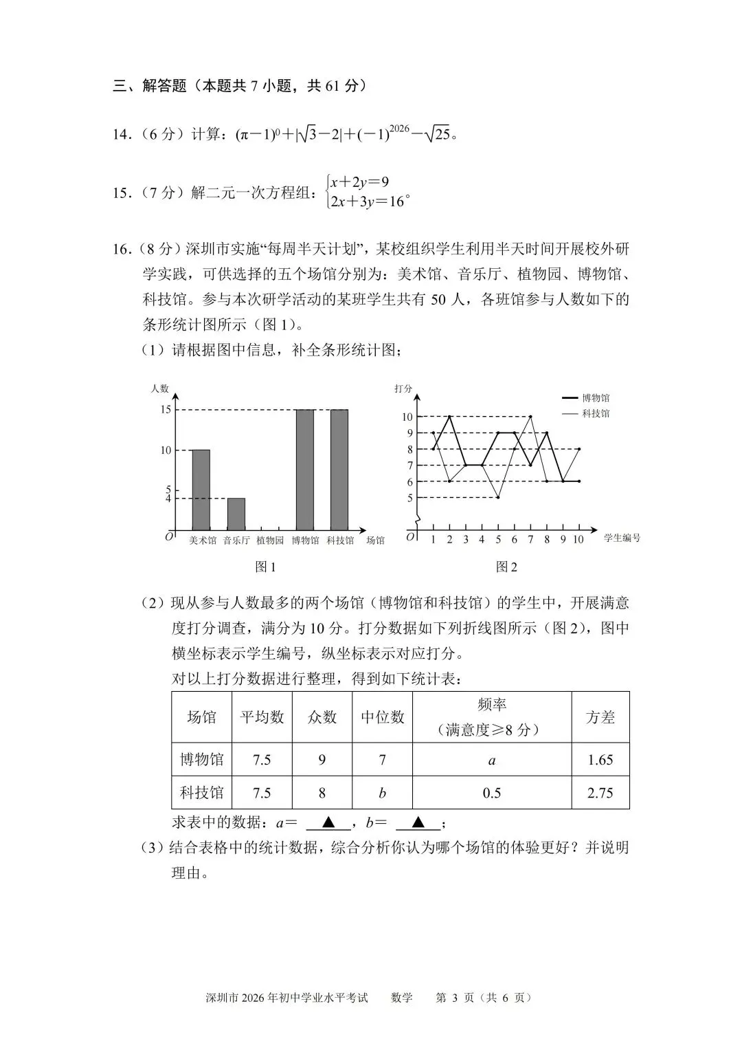 2026年深圳市中考数学试题(学生回忆版)-第3张图片-四季读书网
