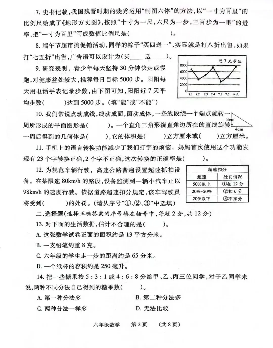 六年级数学第二学期学业质量测评:包含试卷、答案、题型分析-第2张图片-四季读书网