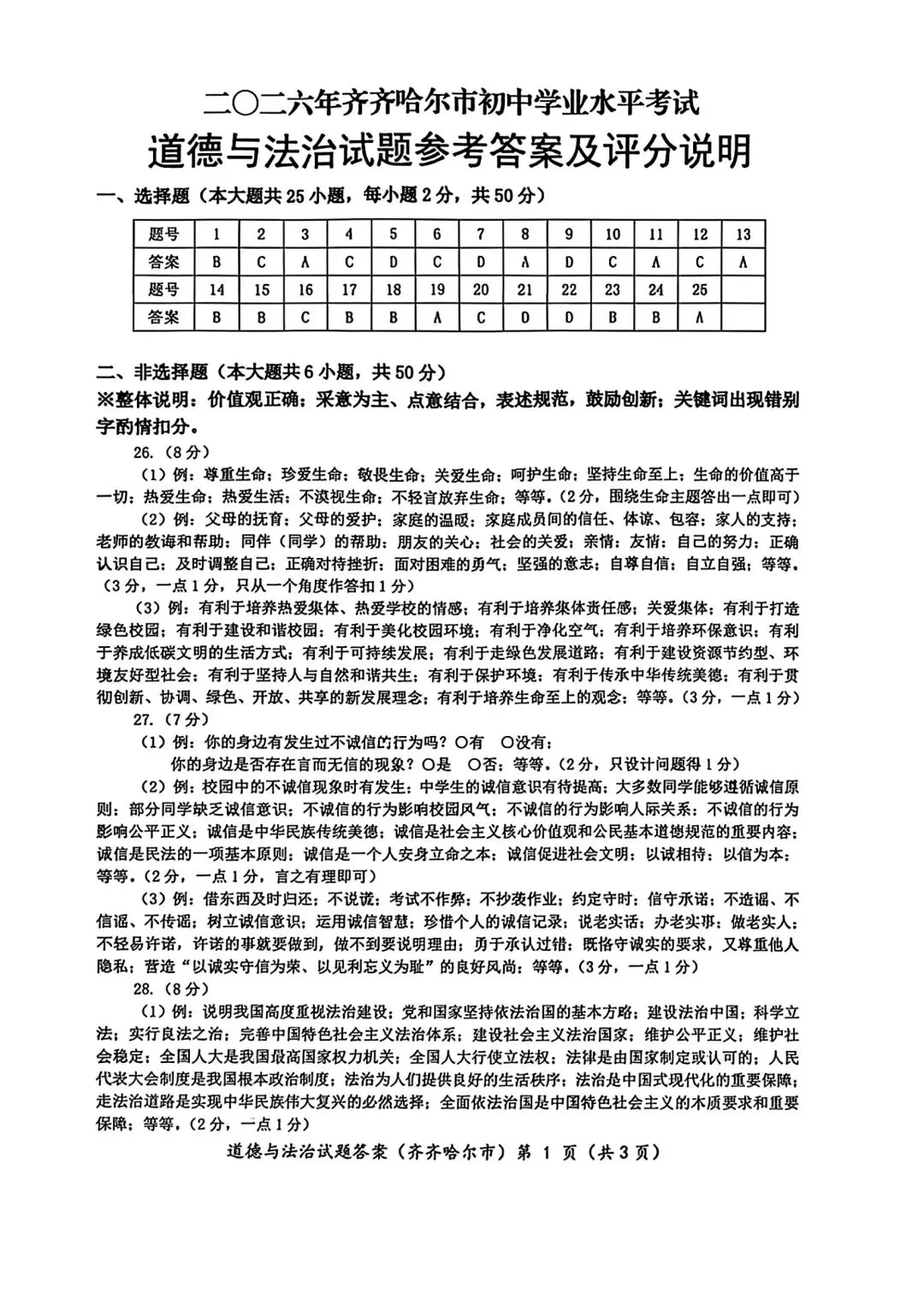 2026年全国各地中考道德与法治真题合集(七)-第15张图片-四季读书网