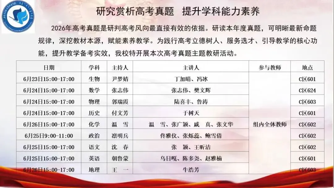 研真题、析得失、促成长——内蒙古师范大学附属学校高考系列分析教研活动-第3张图片-四季读书网