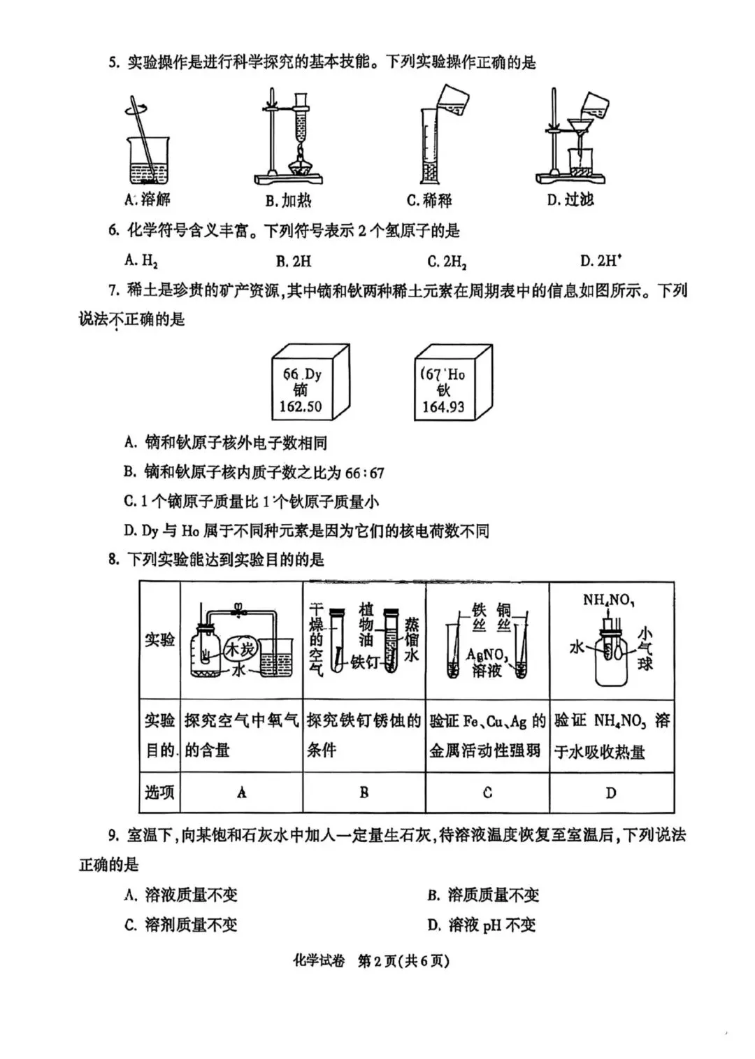 2026年陕西中考化学真题—图片版-第2张图片-四季读书网