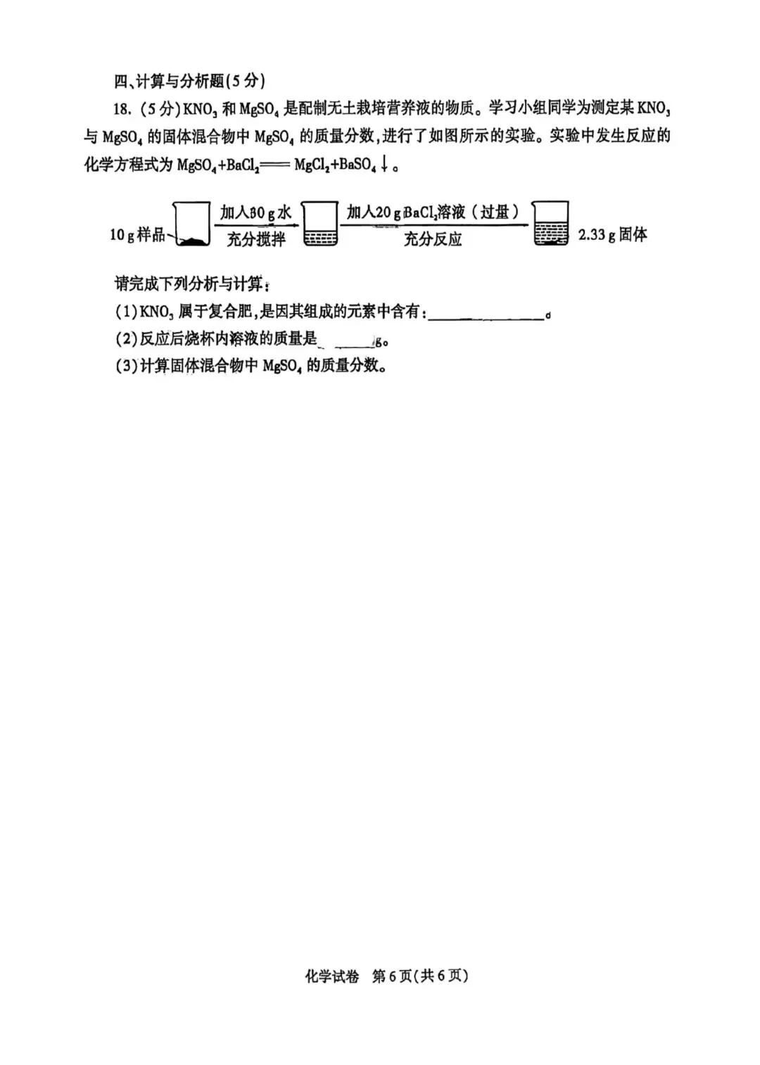 2026年陕西中考化学真题—图片版-第6张图片-四季读书网