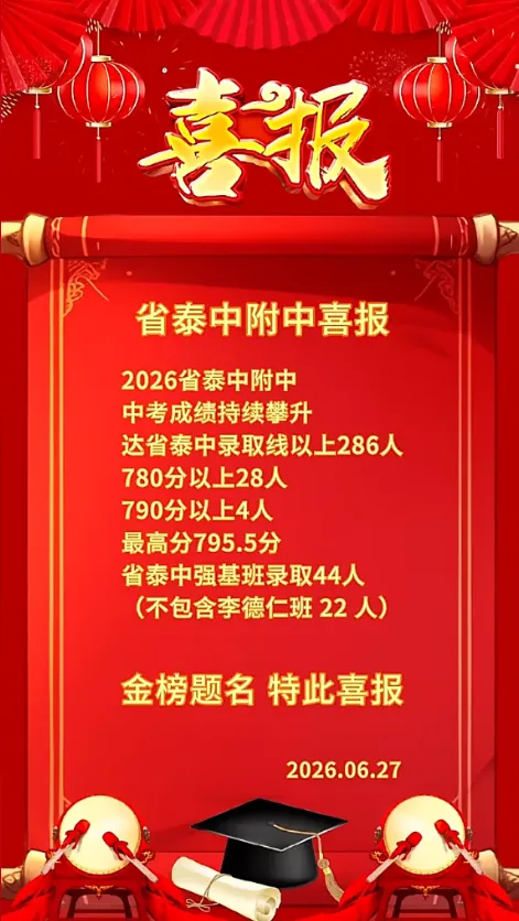 省泰中附中,中考成绩来了….-第1张图片-四季读书网