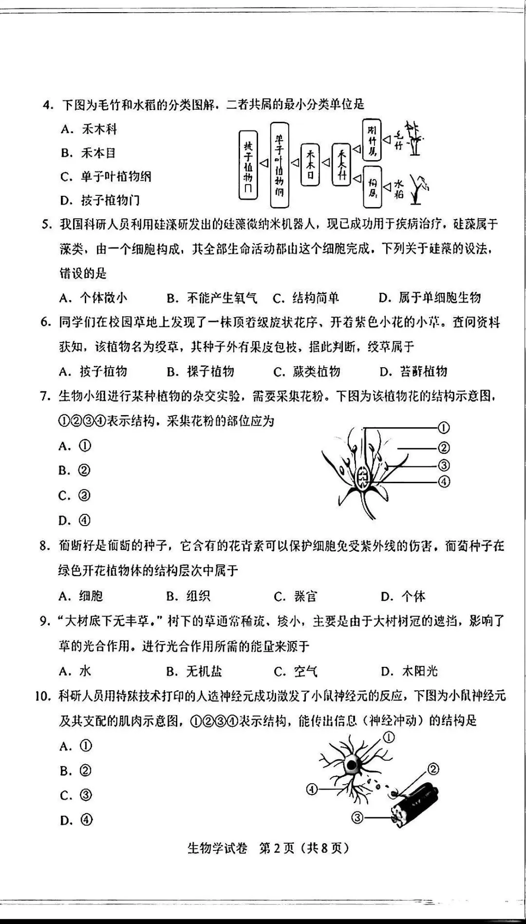 2026河北“中考”生物真题与答案-第2张图片-四季读书网