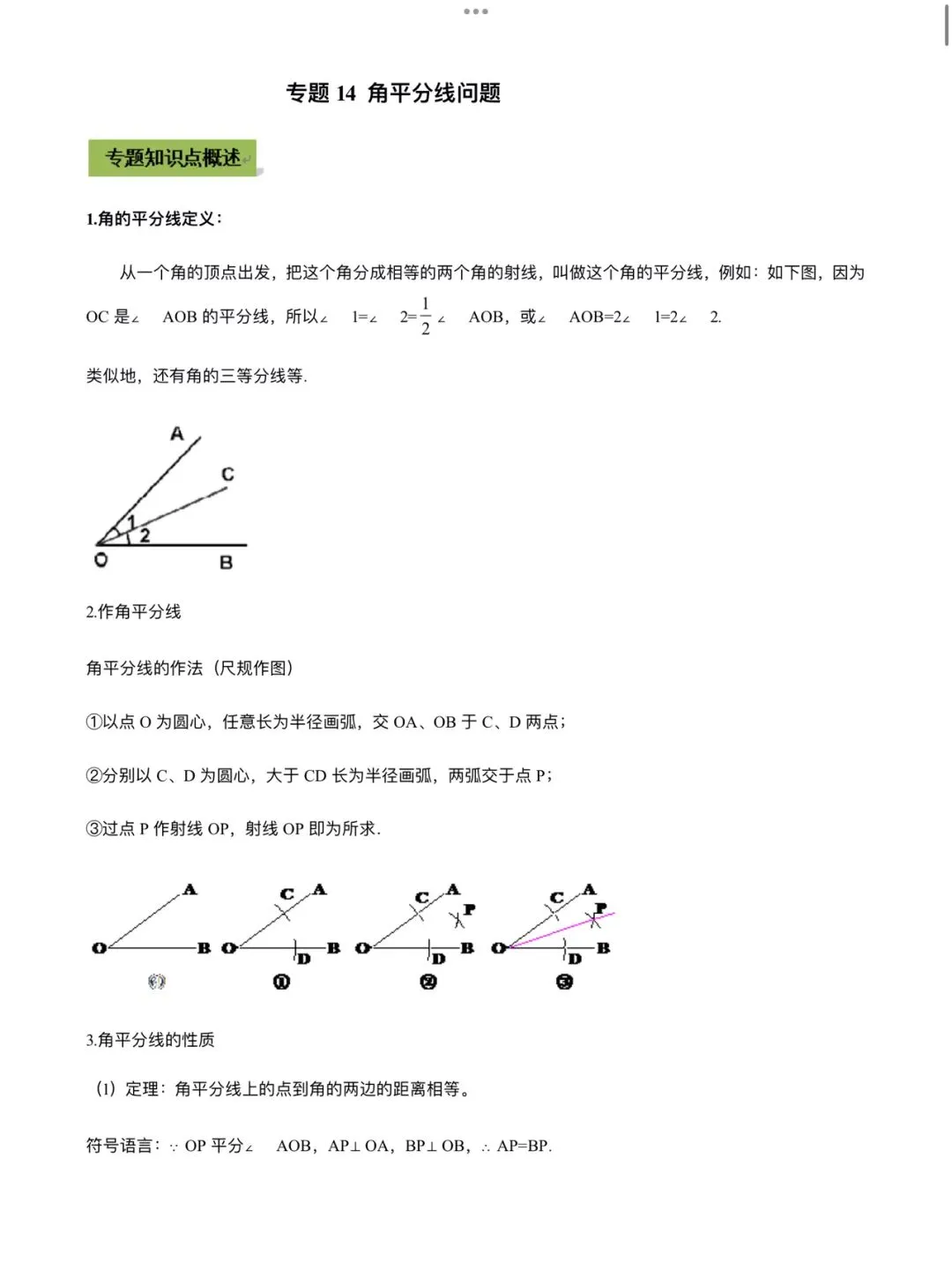 「中考数学」复习讲义+练习55专题—14 角平分线问题-第1张图片-四季读书网