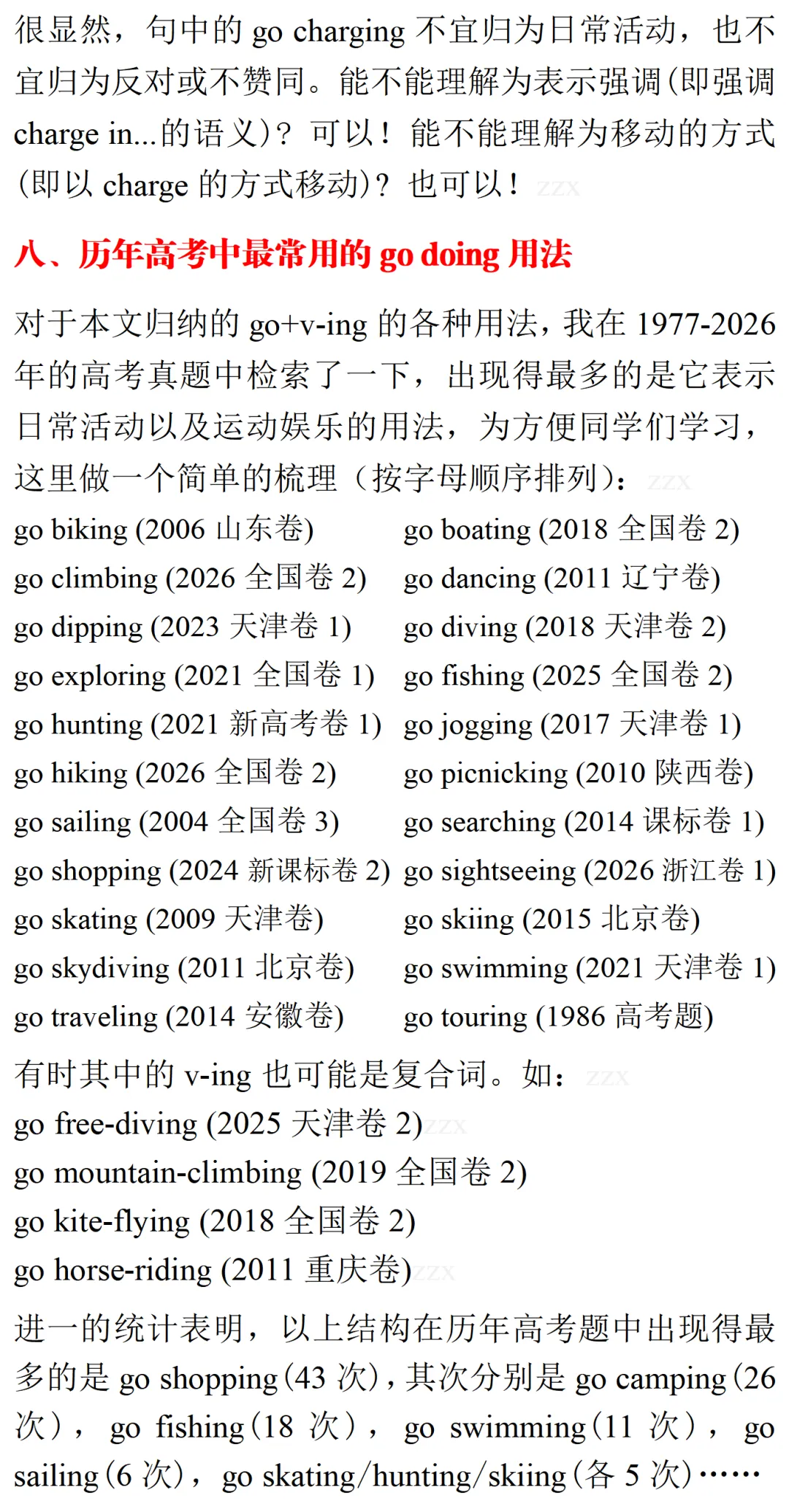 真题中 go+v-ing 的这个用法估计 99% 的学生不一定熟悉(句子来自 2026 全国卷 1)-第12张图片-四季读书网