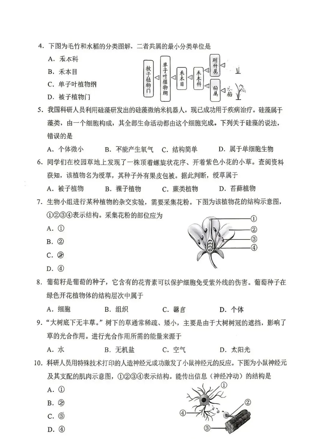 2026年生物学中考试卷:2026年河北省中考生物试题(有答案)-第3张图片-四季读书网
