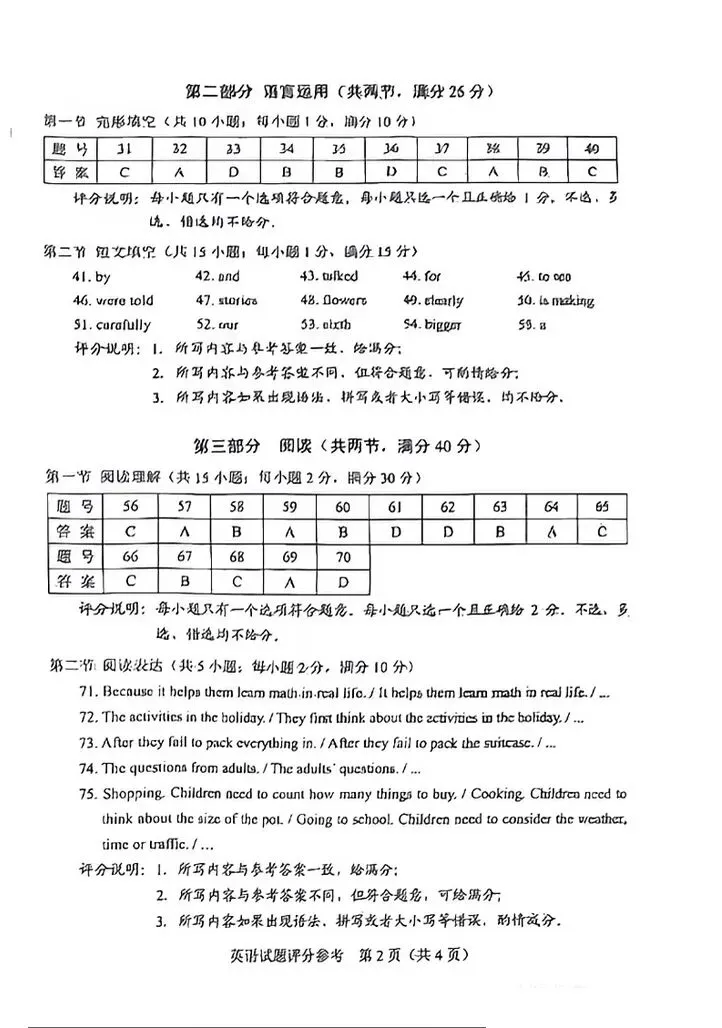 中考真题 | 2026年河北省中考英语试题含官方答案-第16张图片-四季读书网