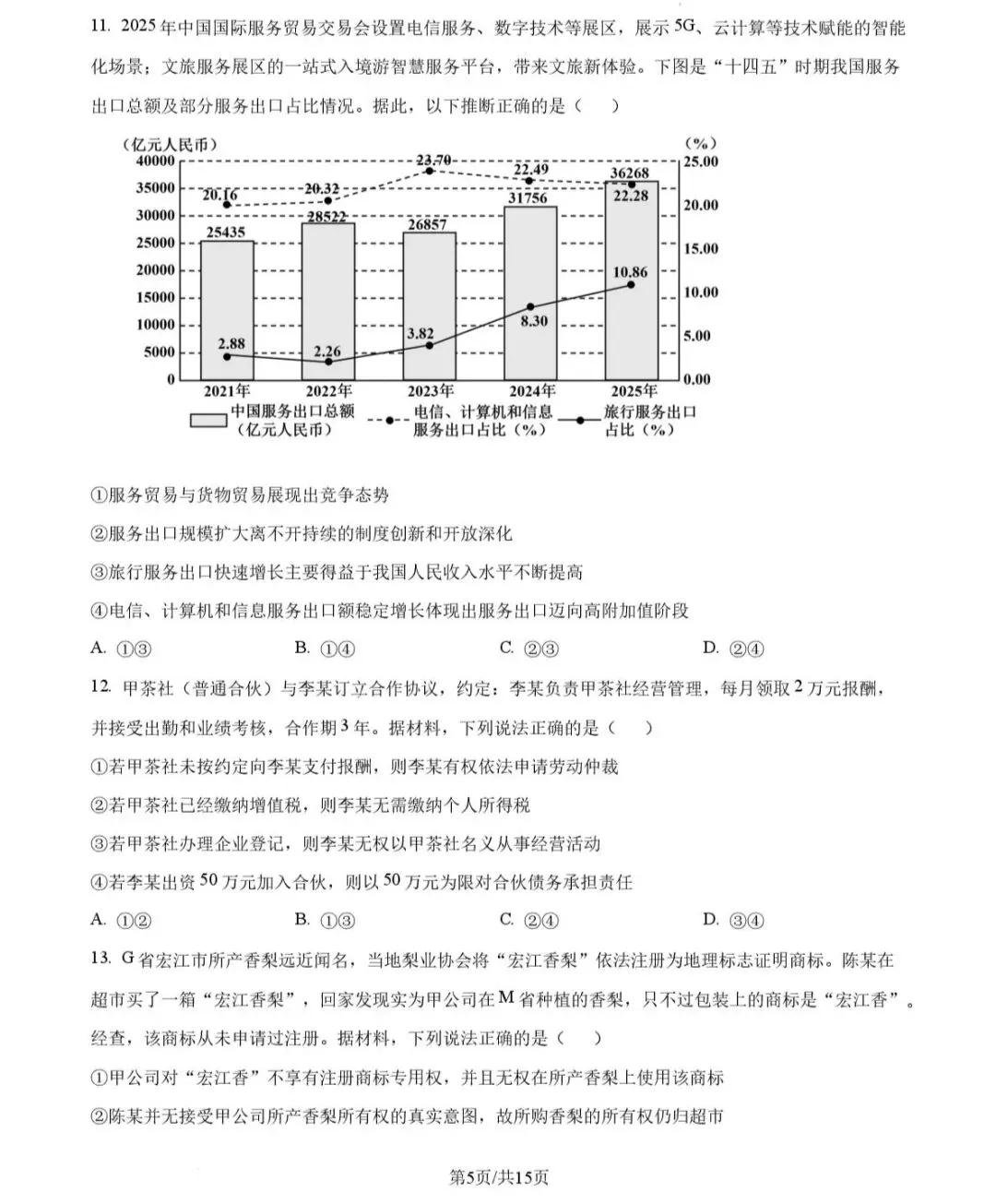 2026年山东政治高考试卷!!!-第5张图片-四季读书网