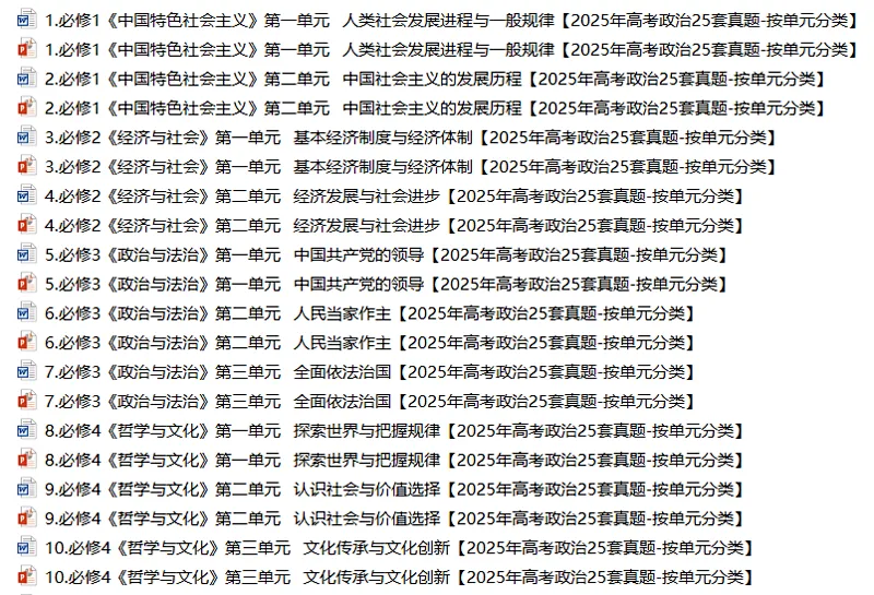 2025年高考真题-按单元分类(PPT+word)全7册打包(必修1《中国特色社会主义》免费领取)-第3张图片-四季读书网