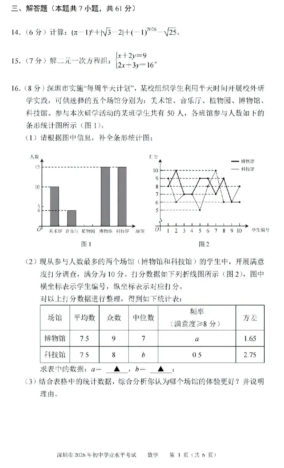 2026深圳中考数学完整试卷分析-第3张图片-四季读书网