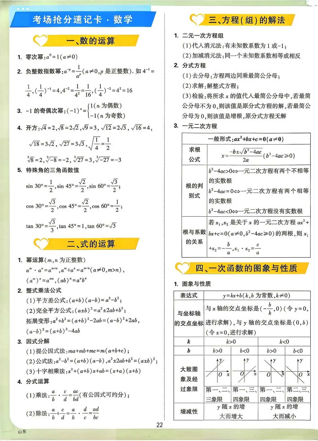 中考数学易错点速记卡-第16张图片-四季读书网