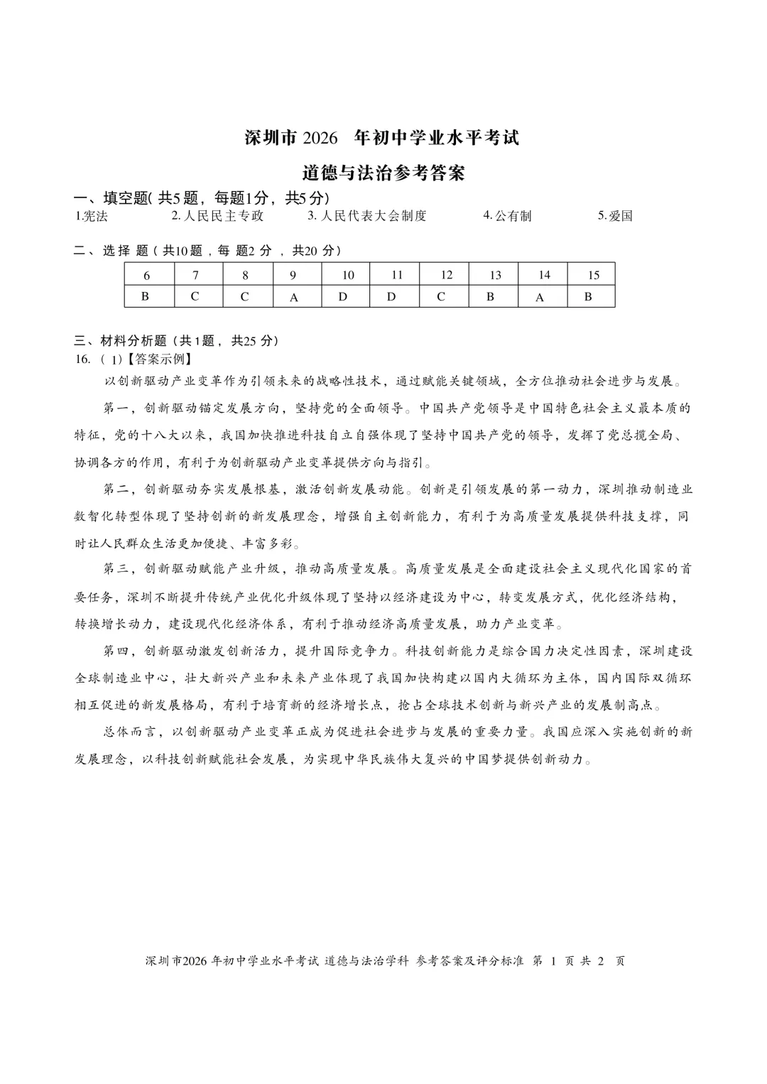 2026年深圳中考数学/物理/化学等真题(回忆版)+答案最新出炉!-第13张图片-四季读书网