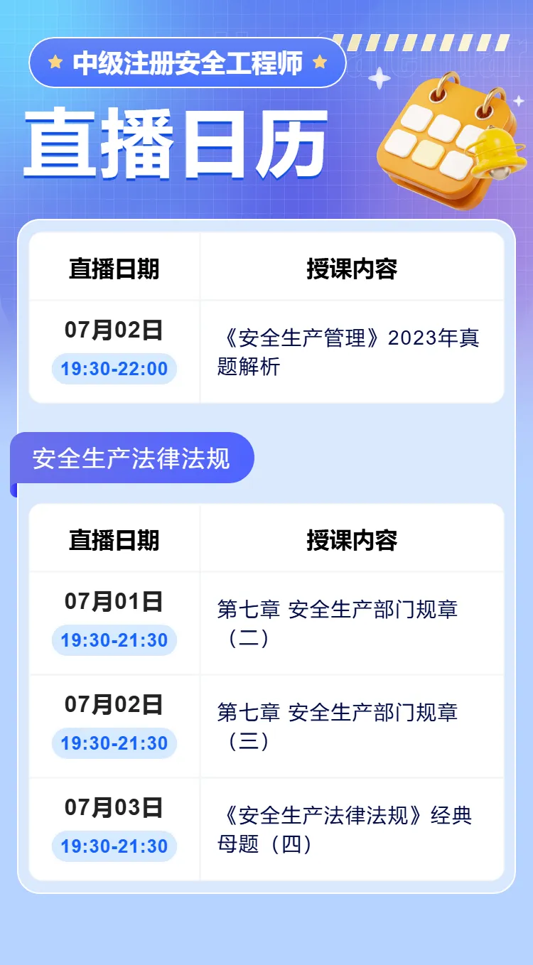 抢座倒计时!注安《管理》真题+《法规》母题直播连播,7月冲刺必跟!-第2张图片-四季读书网