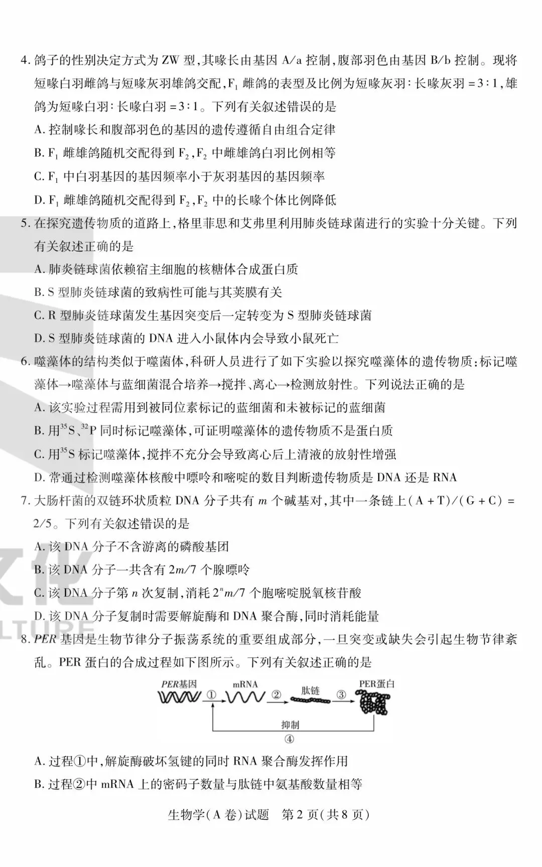 天一|高一下学生期末考试|生物试卷-第2张图片-四季读书网