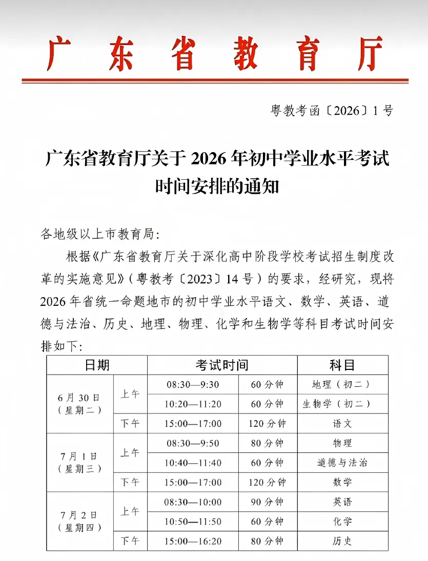 中考应考宝典 | 2026年广东中考考前温馨提示!-第6张图片-四季读书网