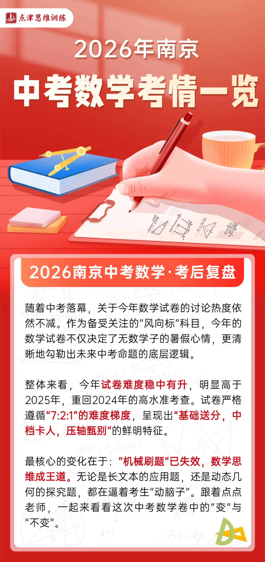 2026南京中考数学考情复盘:当“机械刷题”失效,怎么有效提升数学能力?-第1张图片-四季读书网