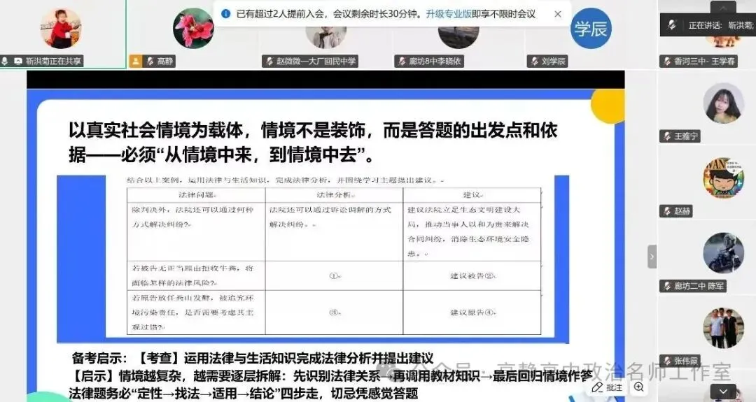 研真题明方向 联教研促提升——廊坊市高中政治名师工作室线上联合教研-第33张图片-四季读书网