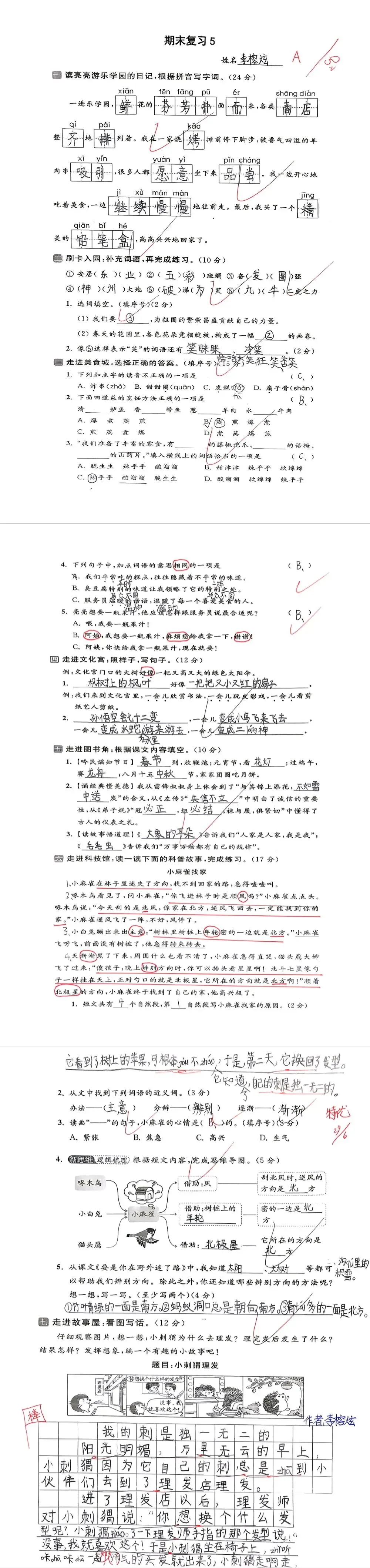 【单元试卷】期末精选试题5+答案(二年级下册)-第16张图片-四季读书网