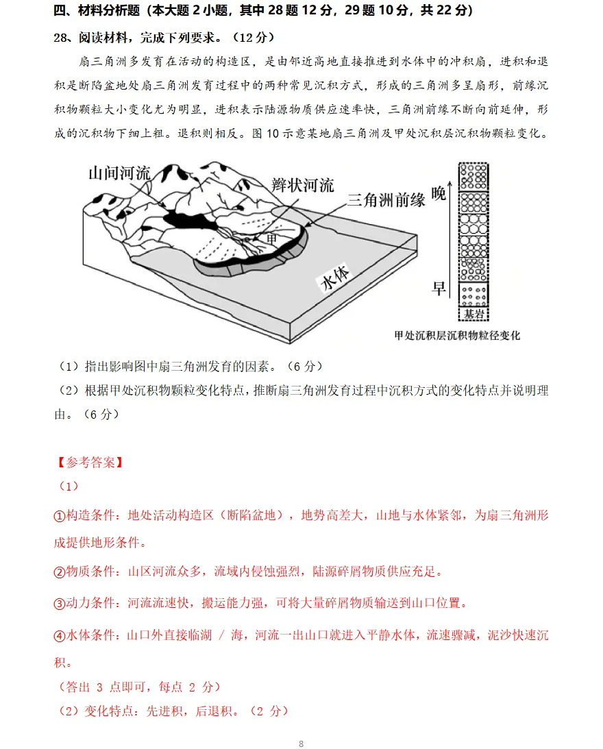26年6月27日安徽合肥市教师单招地理真题完整版及参考答案!-第9张图片-四季读书网