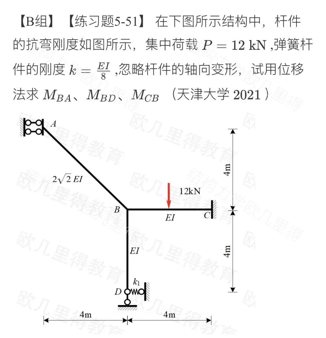 27考研结构力学每日一题(0629)| 力矩分配法和剪力分配法-华南理工大学2021年-选自2027版《结构力学复习全书》-第4张图片-四季读书网