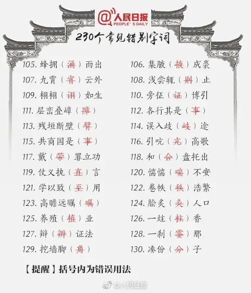 最新题型!最全训练!2026高考真题---错别字100练 +《人民日报》230易错字-第5张图片-四季读书网 最新题型!最全训练!2026高考真题---错别字100练 +《人民日报》230易错字-第5张图片-四季读书网