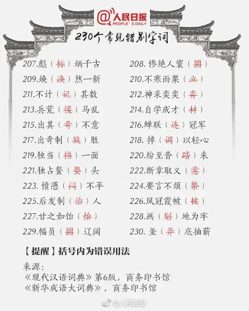 最新题型!最全训练!2026高考真题---错别字100练 +《人民日报》230易错字-第9张图片-四季读书网 最新题型!最全训练!2026高考真题---错别字100练 +《人民日报》230易错字-第9张图片-四季读书网
