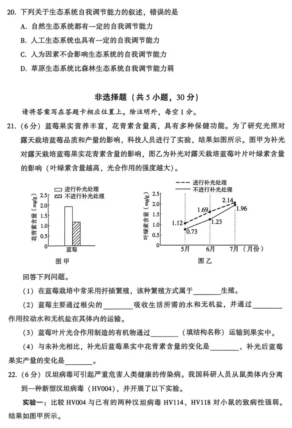 2026河南生物中考真题(八年级学业水平考试)生物学试卷+参考答案 有pdf文档 可直接打印-第5张图片-四季读书网