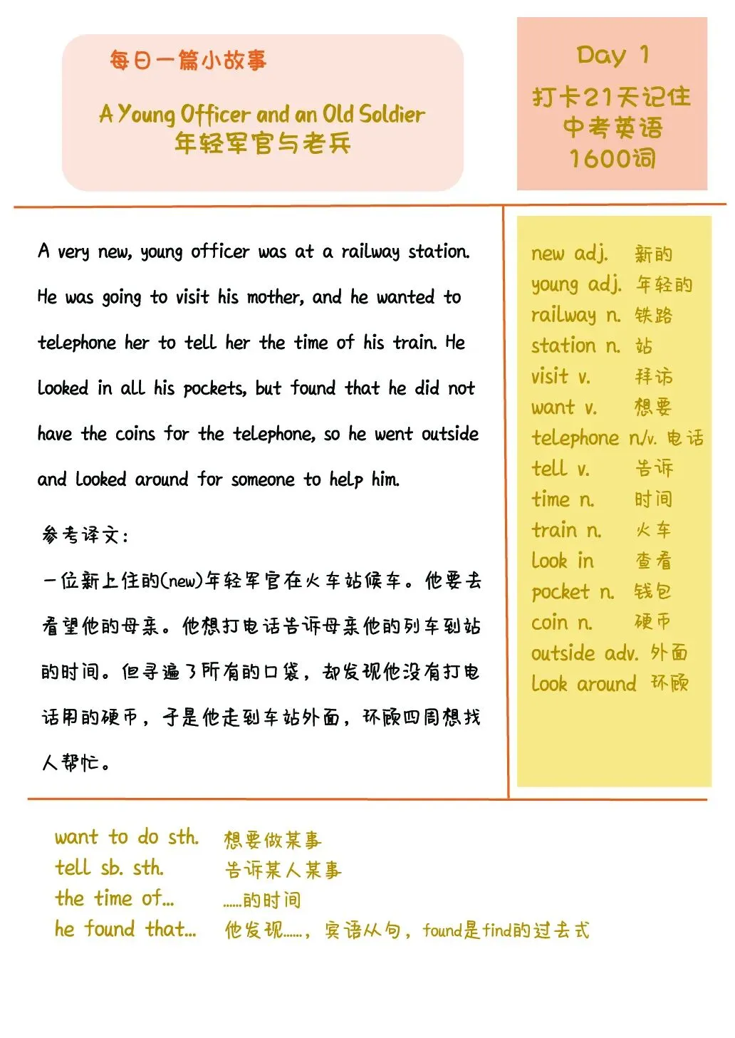 初中英语:21篇短文搞定中考英语1600单词-第1张图片-四季读书网