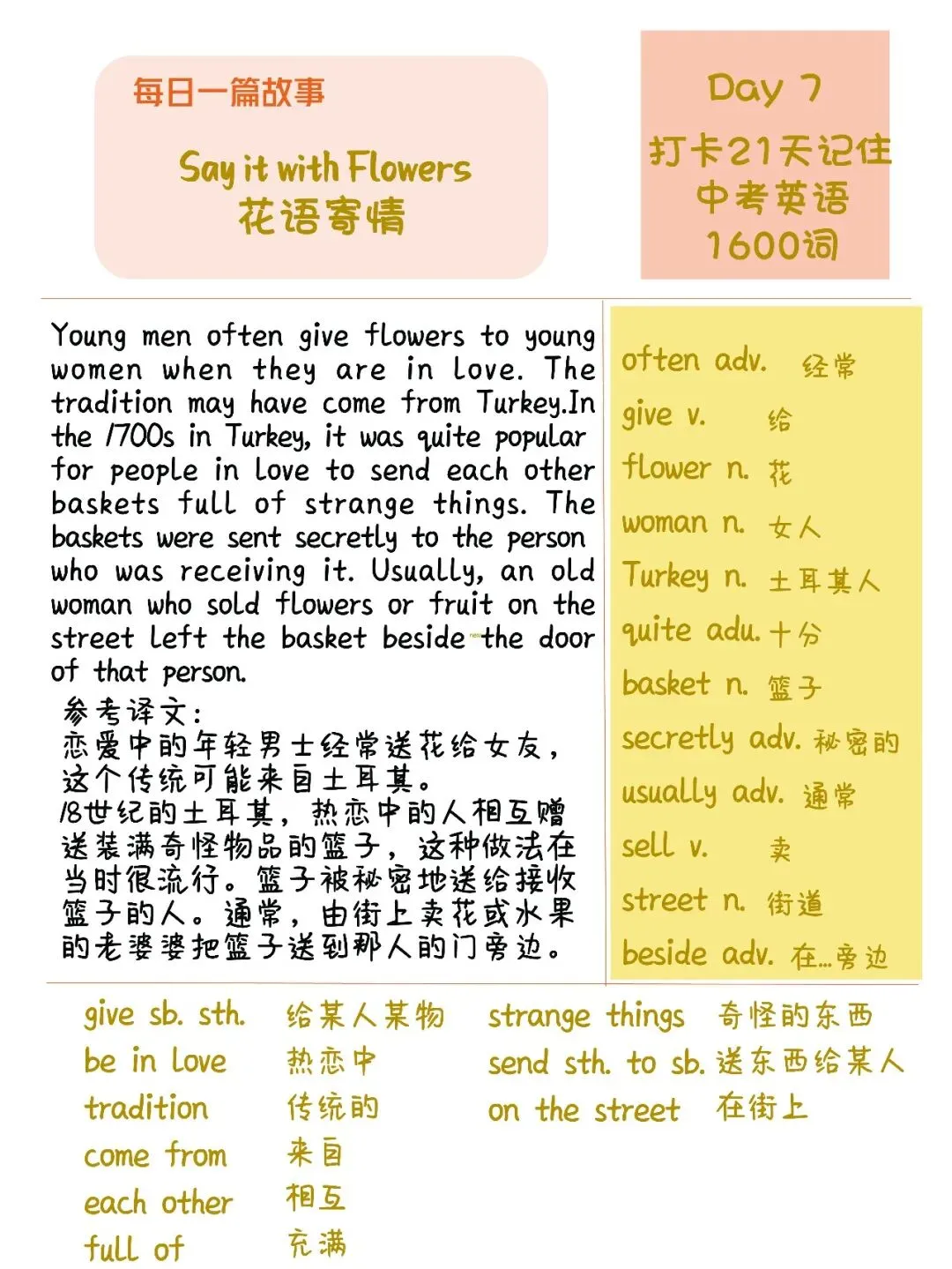 初中英语:21篇短文搞定中考英语1600单词-第13张图片-四季读书网