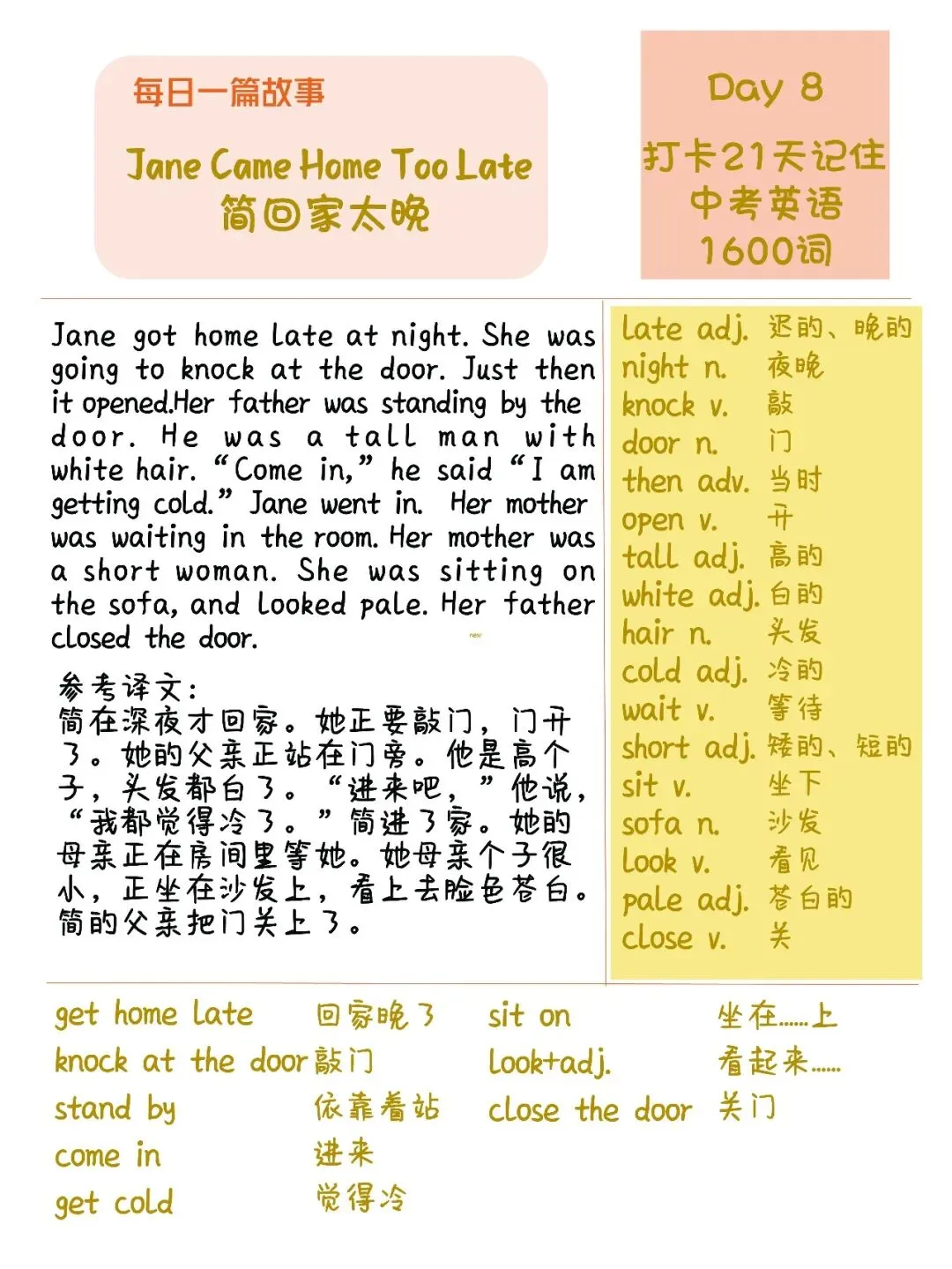 初中英语:21篇短文搞定中考英语1600单词-第15张图片-四季读书网
