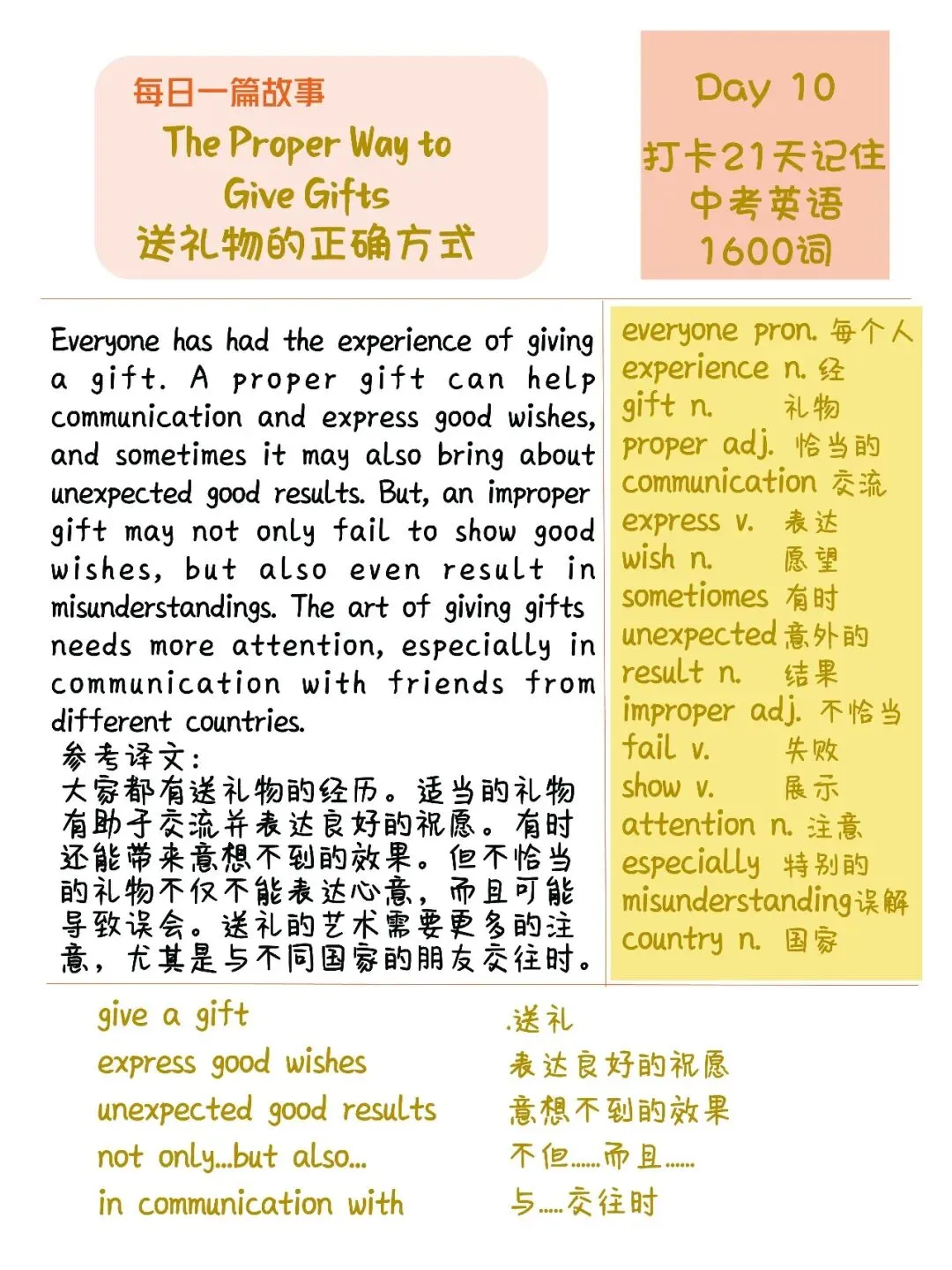 初中英语:21篇短文搞定中考英语1600单词-第20张图片-四季读书网
