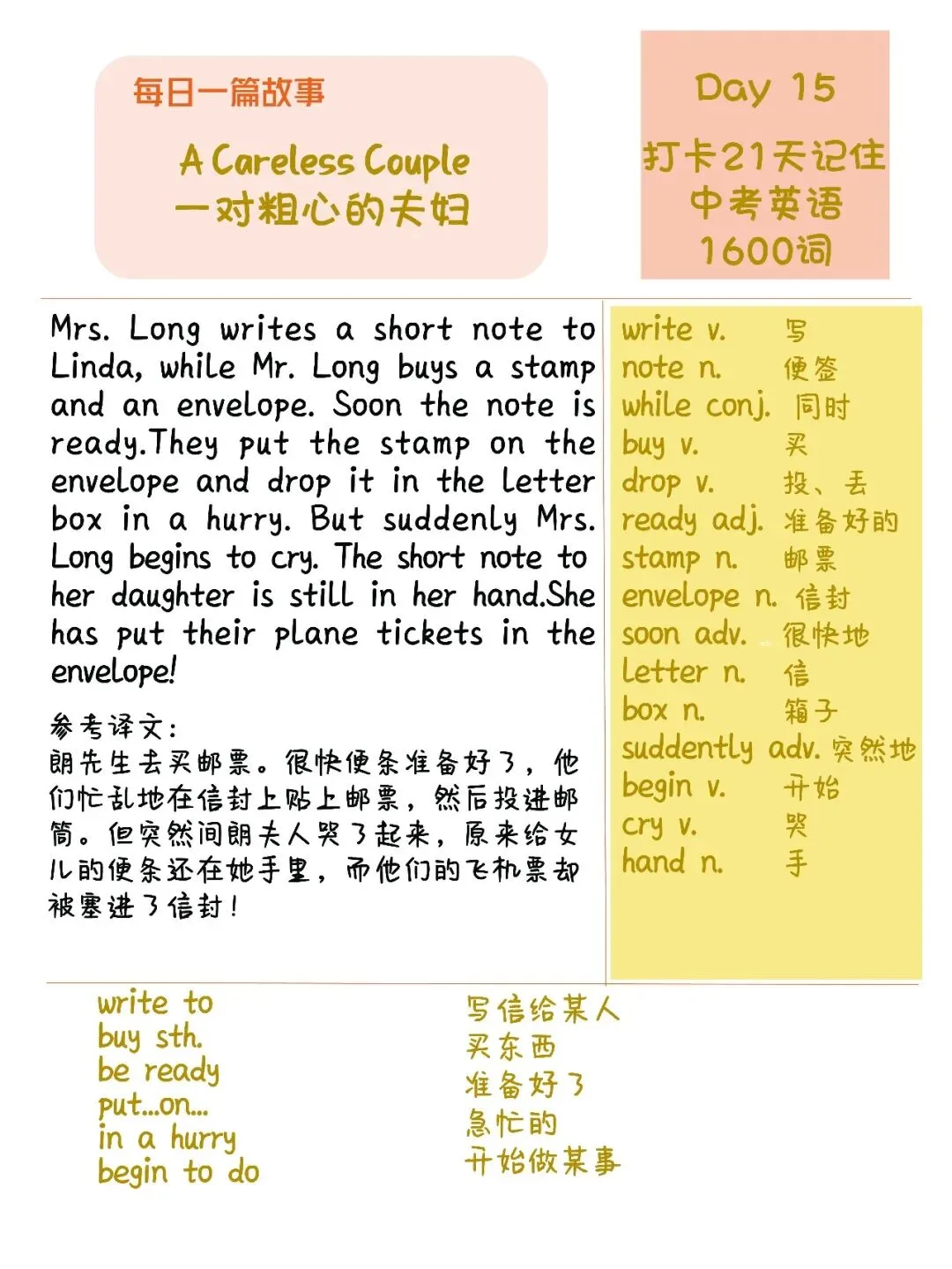 初中英语:21篇短文搞定中考英语1600单词-第27张图片-四季读书网