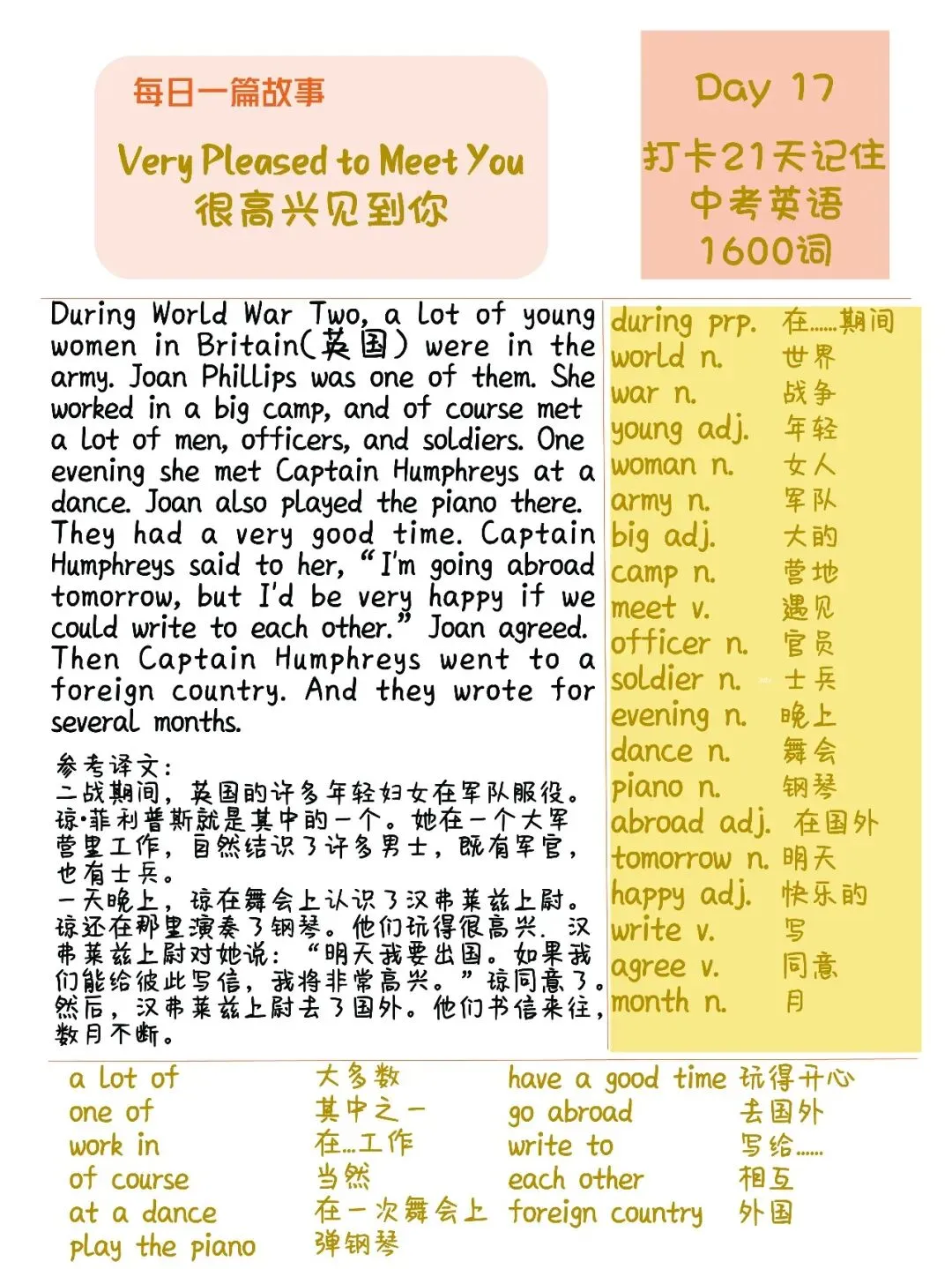 初中英语:21篇短文搞定中考英语1600单词-第30张图片-四季读书网