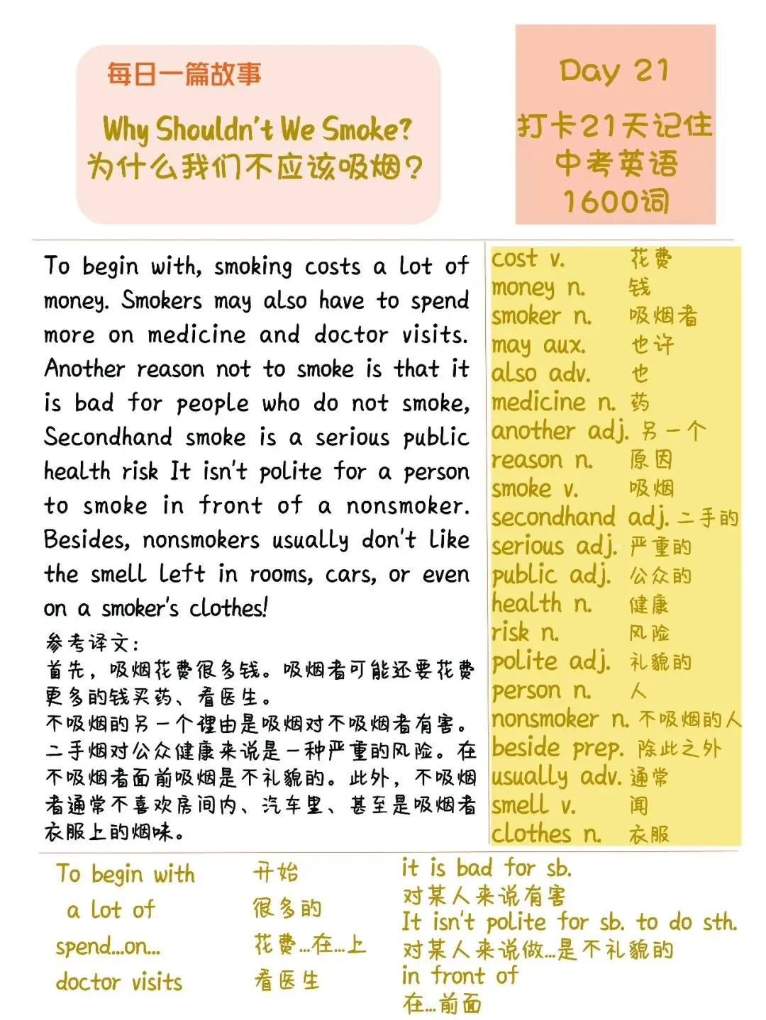 初中英语:21篇短文搞定中考英语1600单词-第37张图片-四季读书网