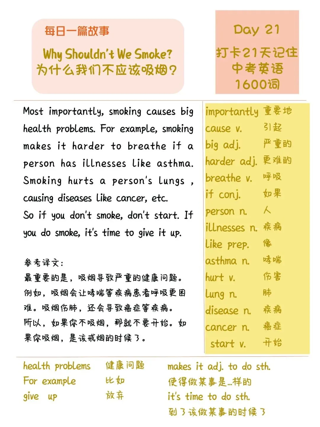 初中英语:21篇短文搞定中考英语1600单词-第38张图片-四季读书网