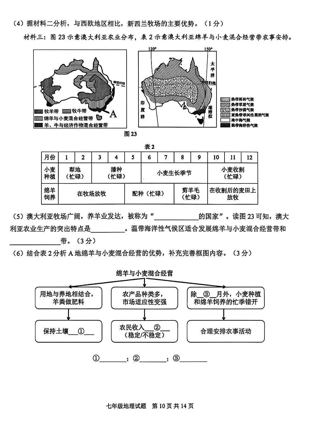 初一地理下册期末考试真题-第12张图片-四季读书网