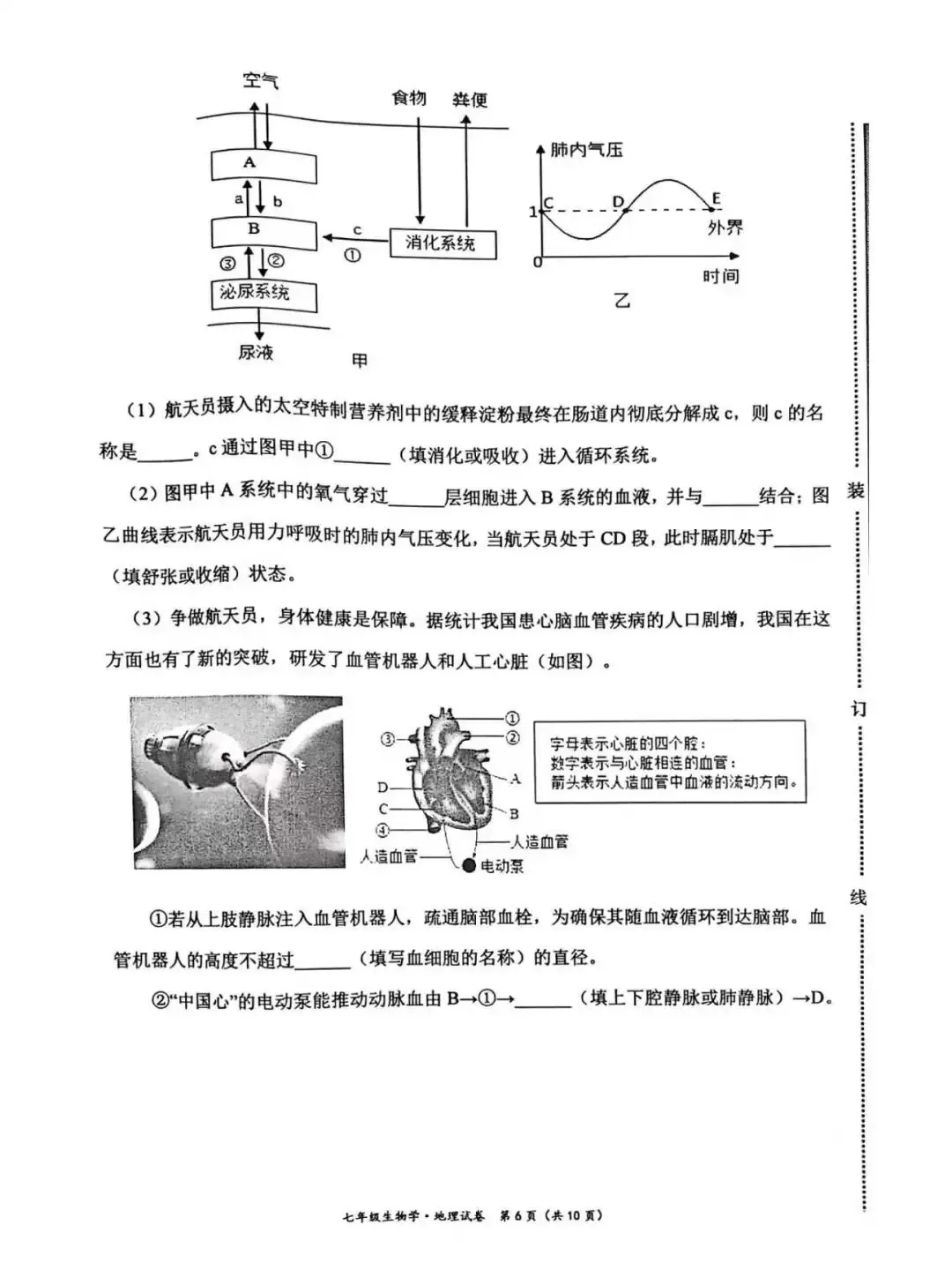 七年级下册生物期末试卷-第6张图片-四季读书网