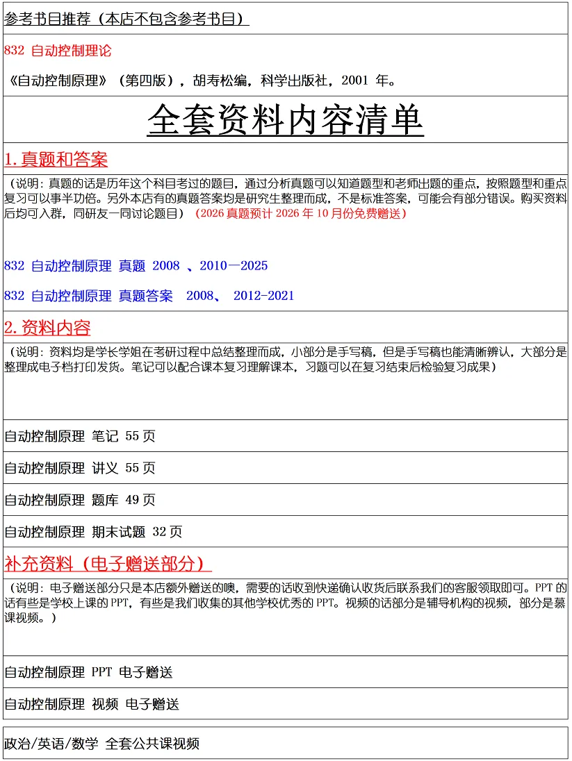 扬州大学2027考研真题资料 | 扬州大学控制科学与工程考研832自动控制理论答案笔记题库|持续更新中……-第15张图片-四季读书网