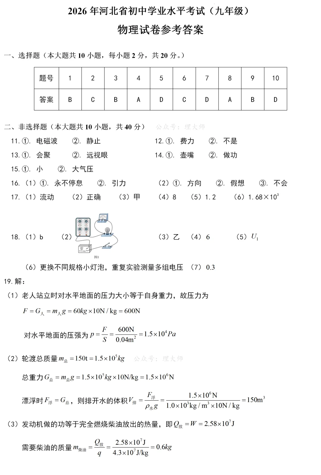 中考真题 | 河北省2026年初中学业水平考试物理试题-第7张图片-四季读书网
