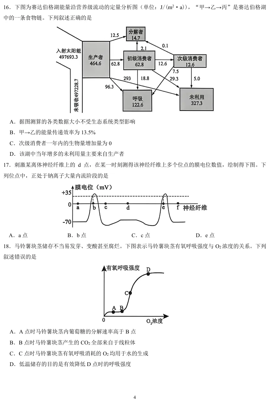 2026年6月金华高二期末生物试卷、答案和解析-第5张图片-四季读书网