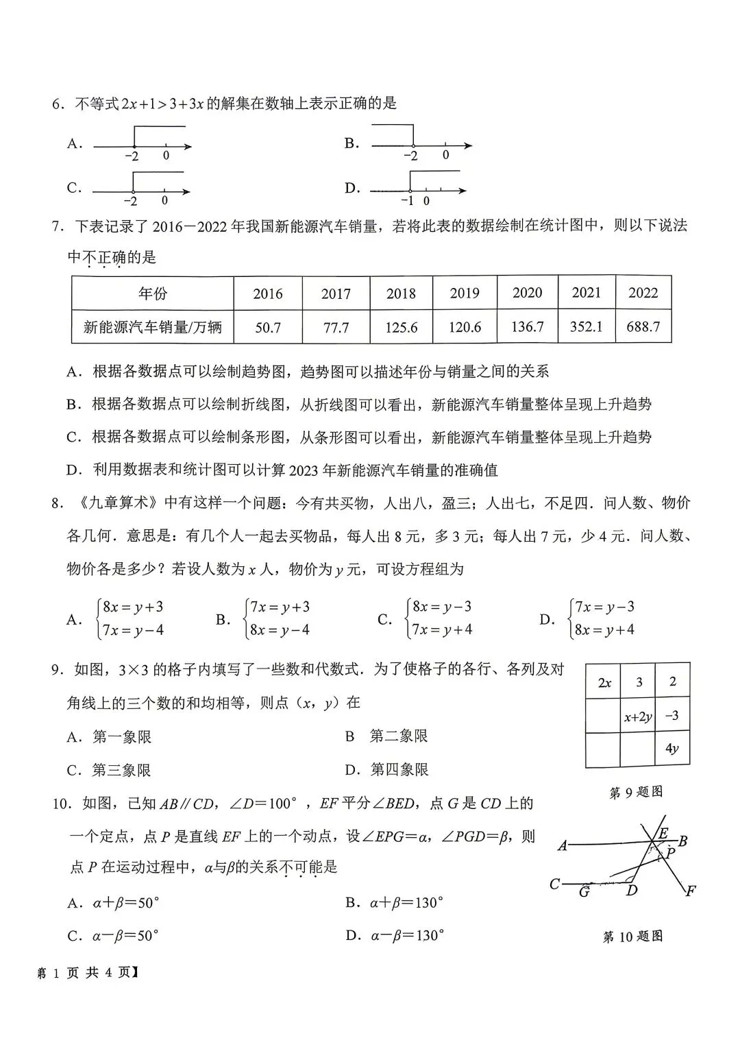 德州天衢新区七下数学期末试卷-第2张图片-四季读书网