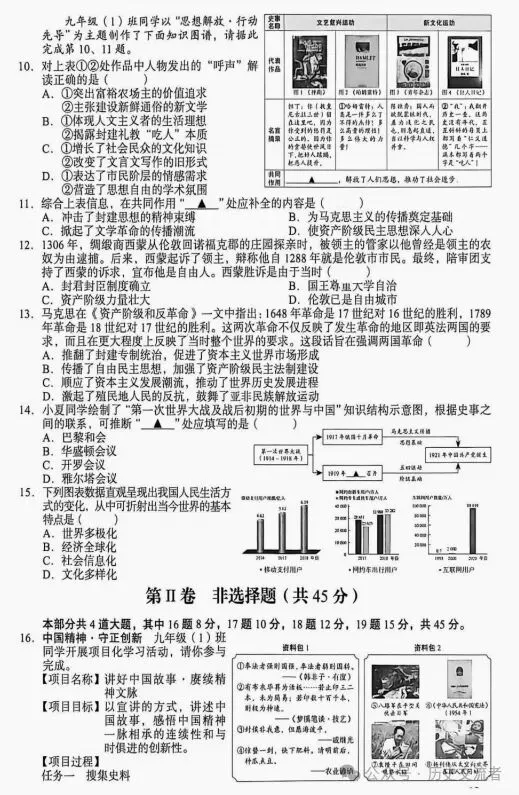 山西省历史中考试题及答案2026.6仅供参考-第2张图片-四季读书网