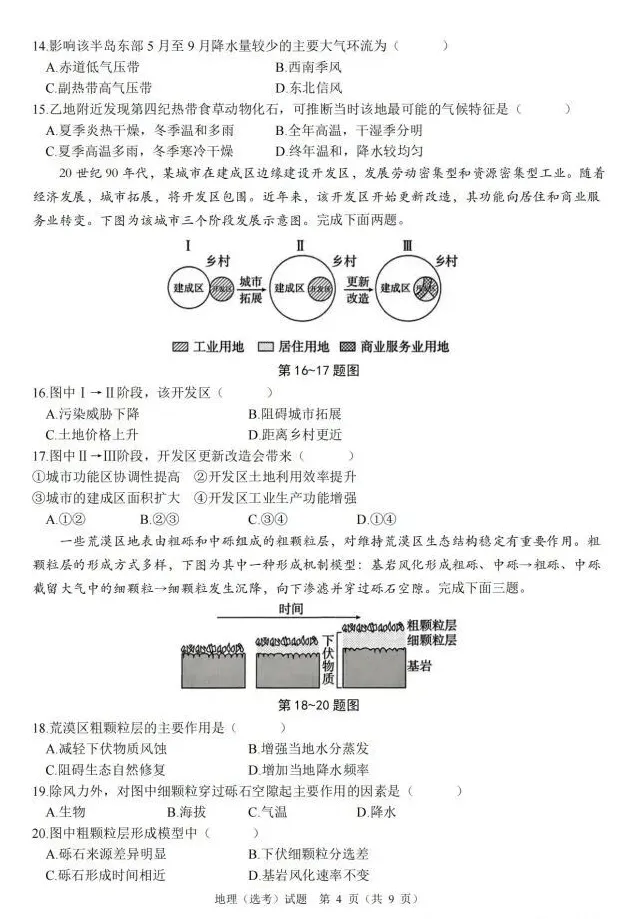 【地理】真题!2026年6月浙江高考试卷-第7张图片-四季读书网