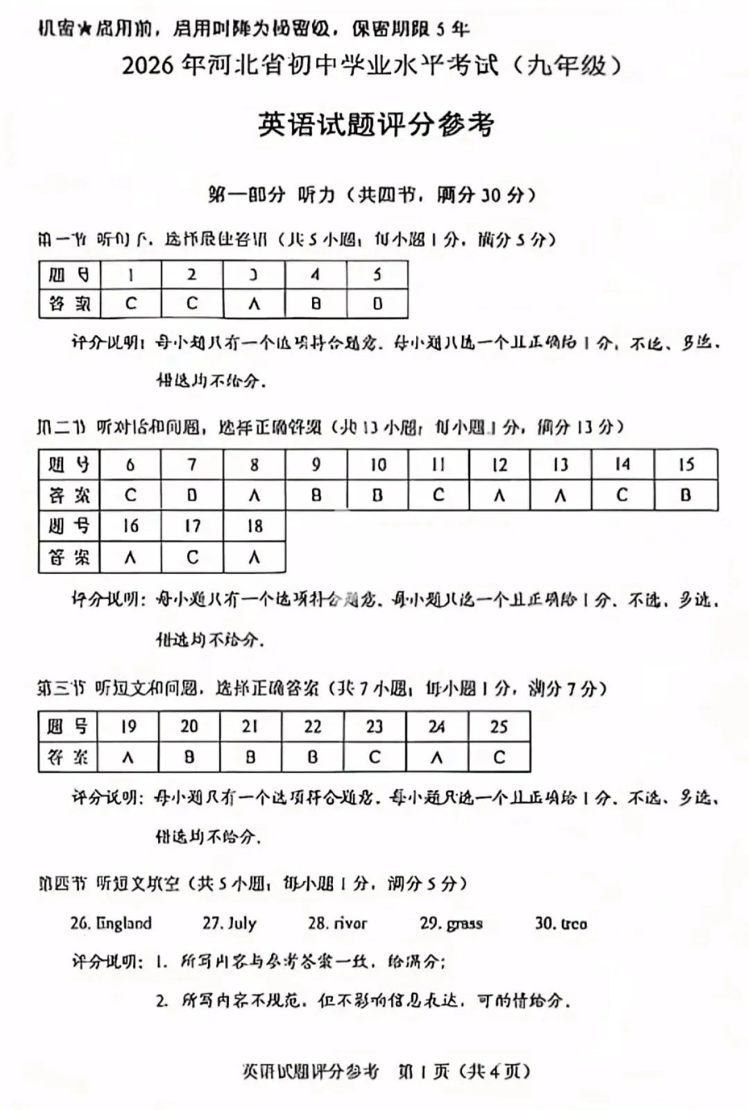 中考|2026年河北中考真题英语试卷及答案(含听力)-第9张图片-四季读书网