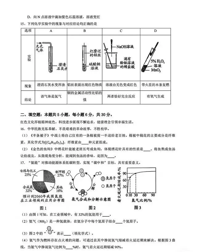 2026年湖南中考化学-第3张图片-四季读书网